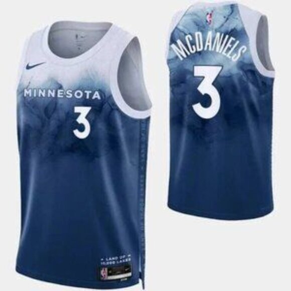Mens Jaden McDaniels Blue Stitched Jersey